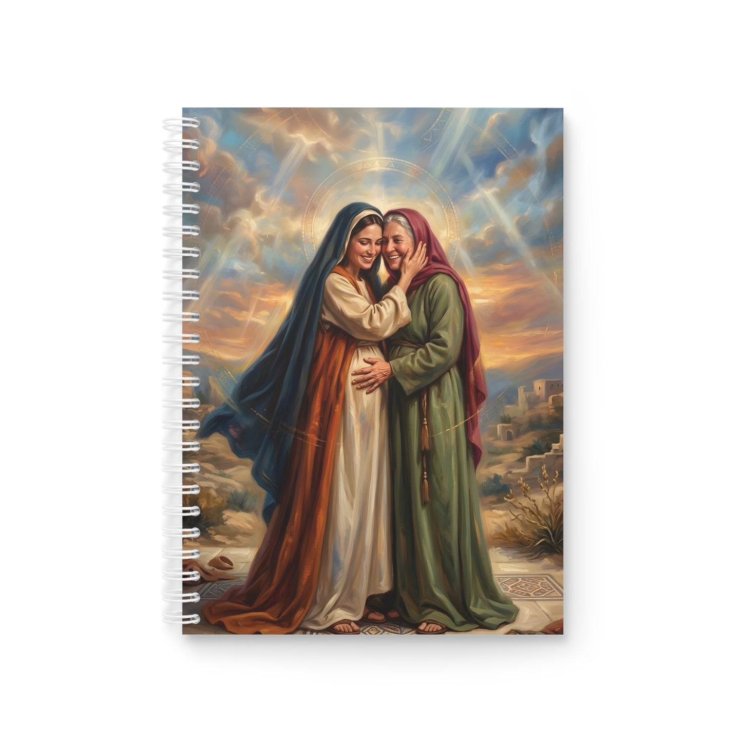 “Blessed Among Women - Mary and Elizabeth Embrace” - Spiral Notebook