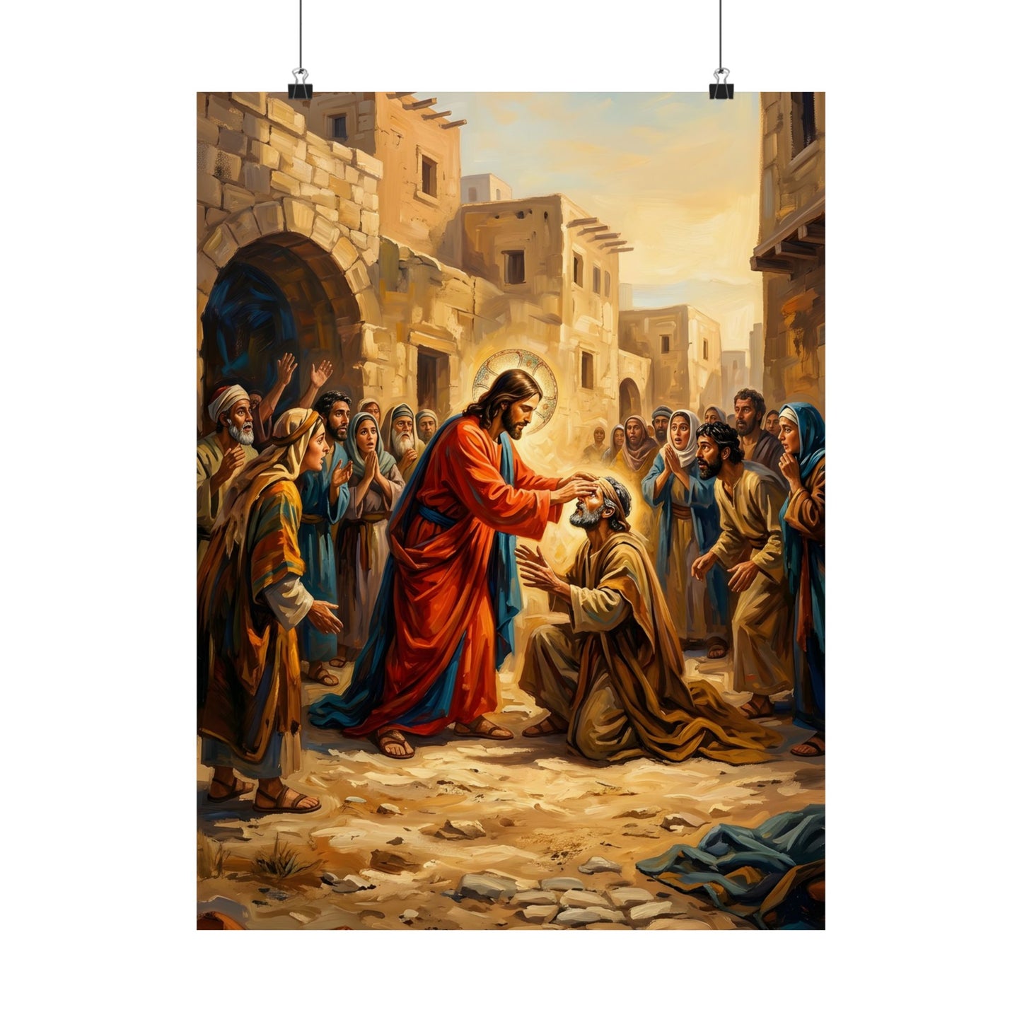 “He Opened My Eyes - Jesus Heals the Blind Man” - Poster