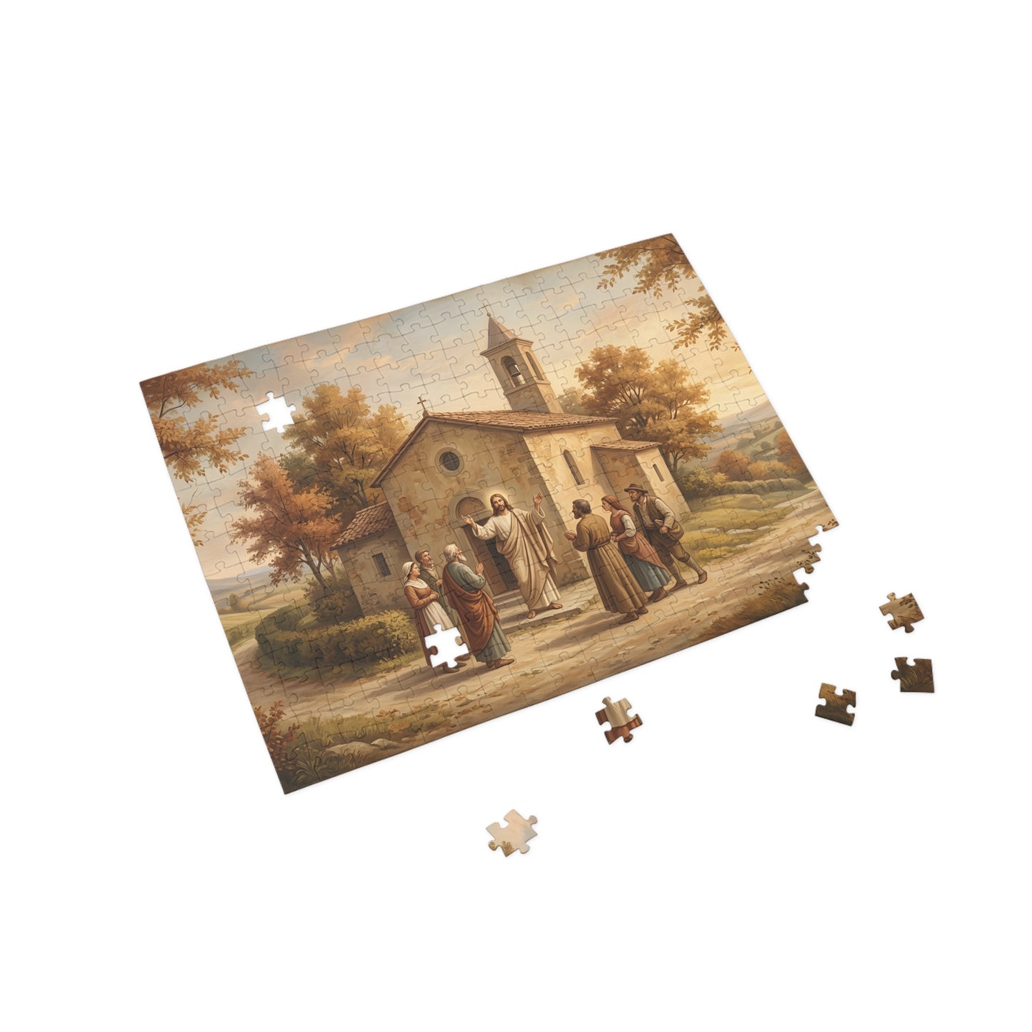 “Sanctuary in Serenity - Autumn's Golden Embrace” - Jigsaw Puzzle