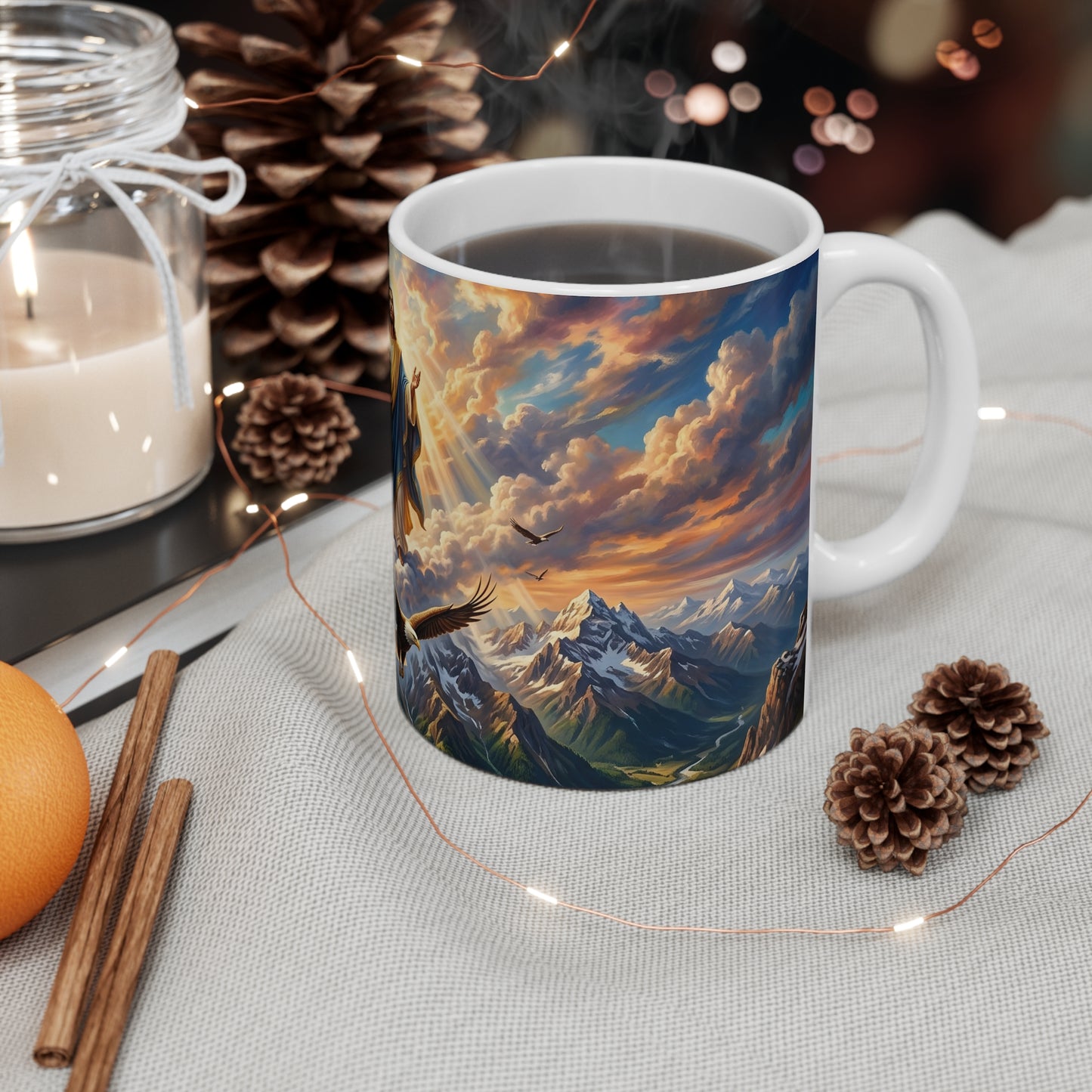 “Soaring Like Eagles - Hope in the Lord Over Mountains” - Coffee Mug