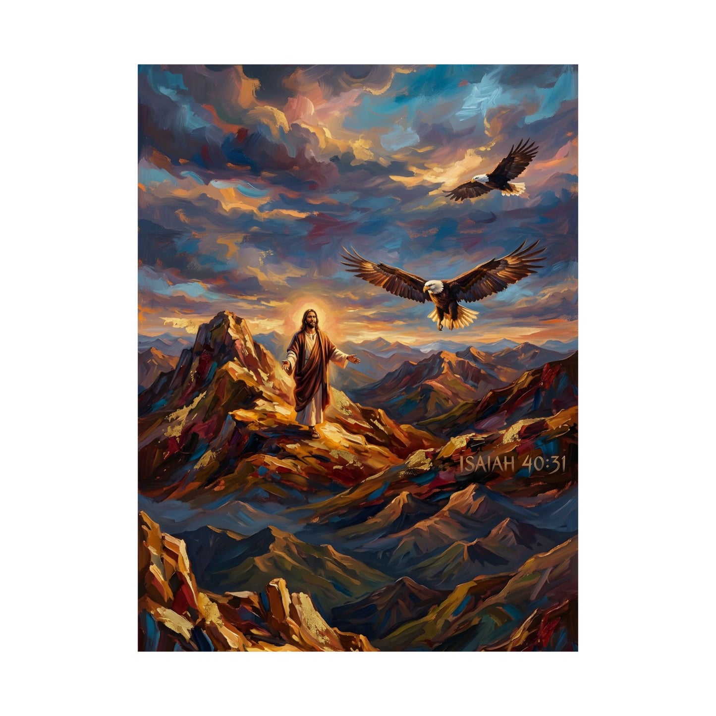 “Soaring Like Eagles - Hope in the Lord Over Mountain Peaks” - Poster