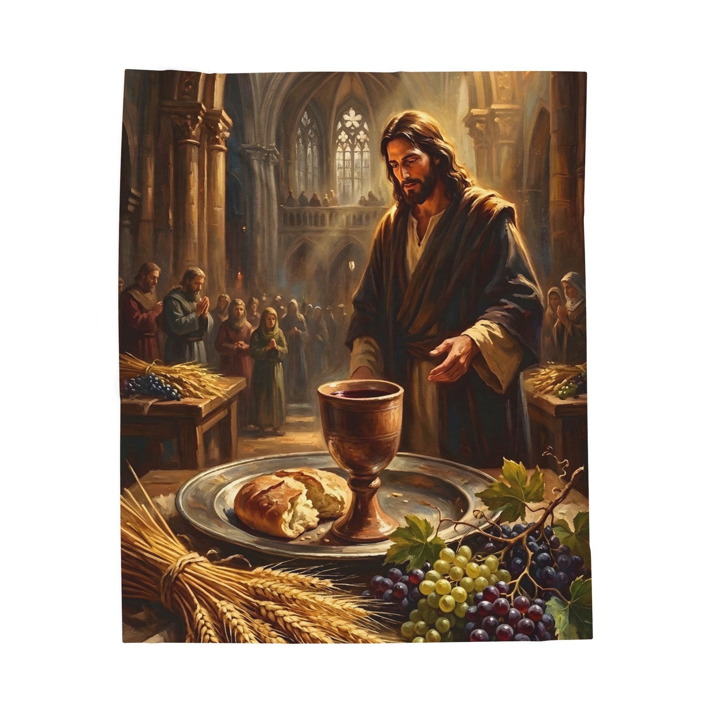 “The Harvest of Faith - Communion Still Life” - Plush Blanket