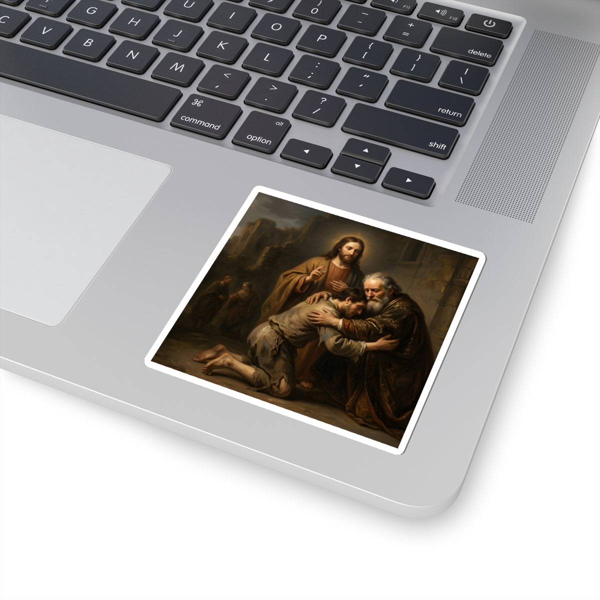 The prodigal son running toward his father - Sticker
