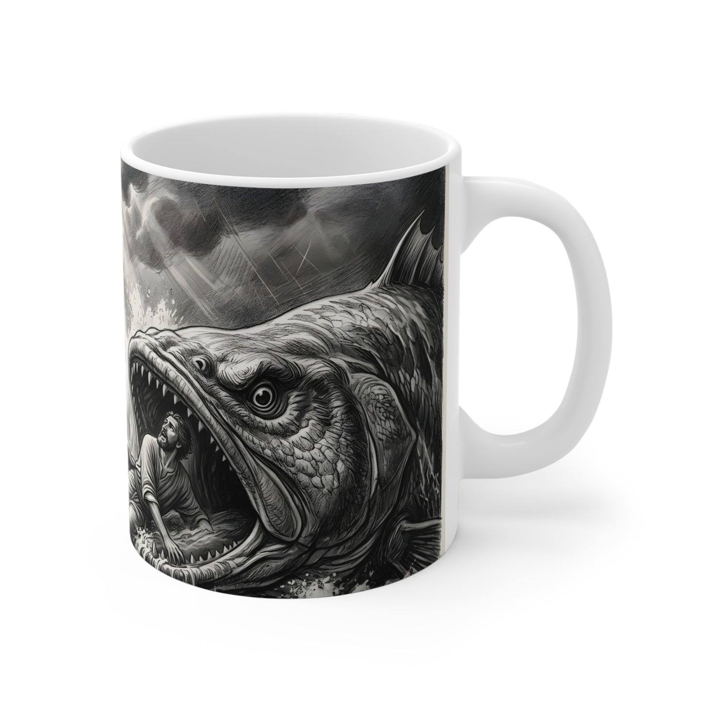 Jonah being swallowed by the great fish - Coffee Mug