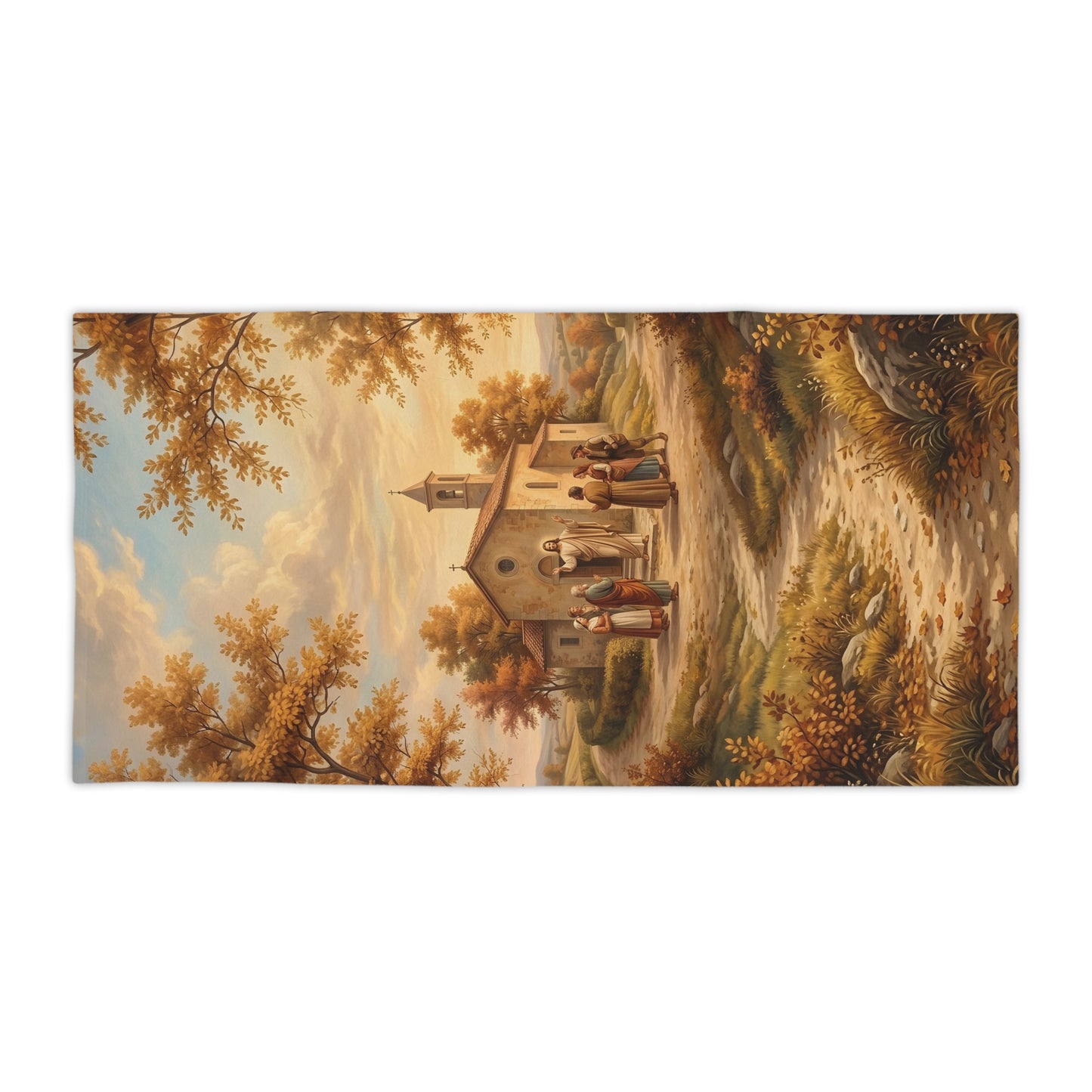 “Sanctuary in Serenity - Autumn's Golden Embrace” - Beach Towel