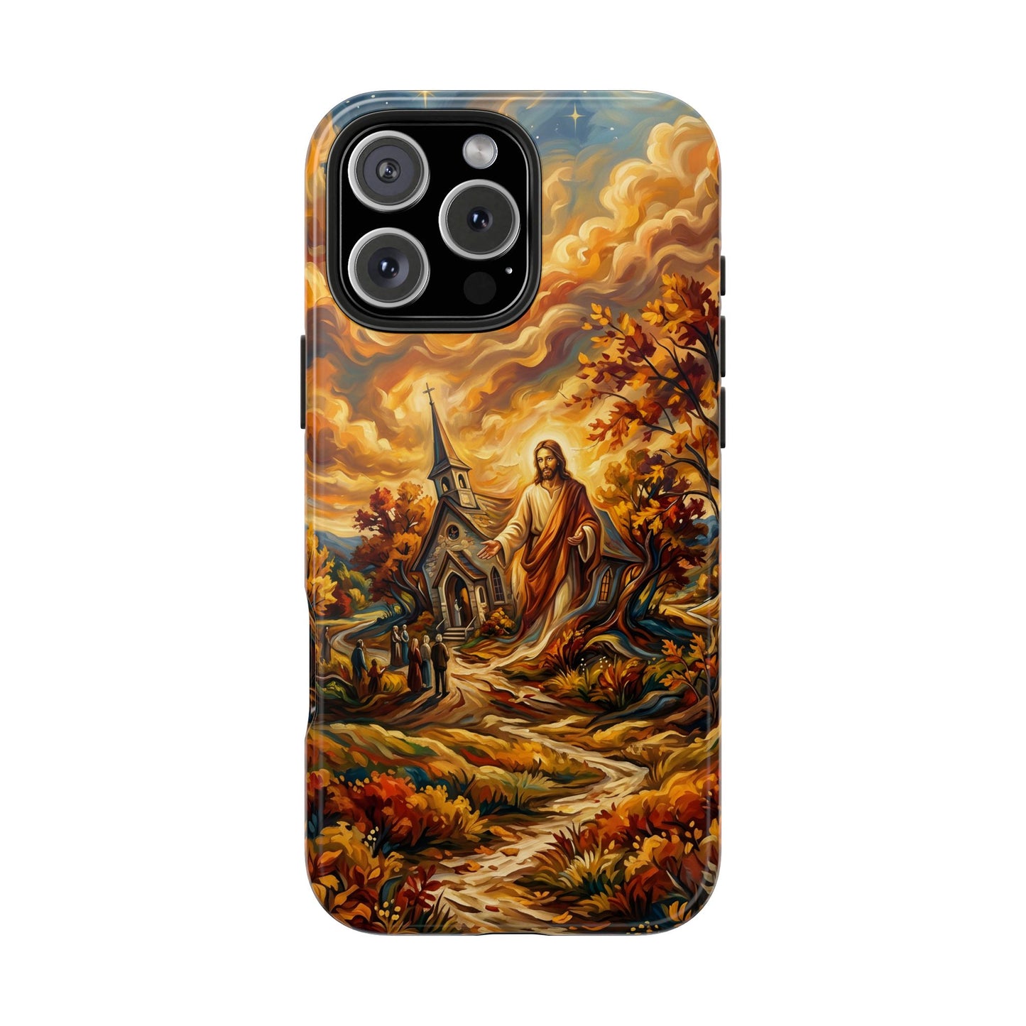 “Abide With Me - Autumn Church at Sunset” - Phone Case