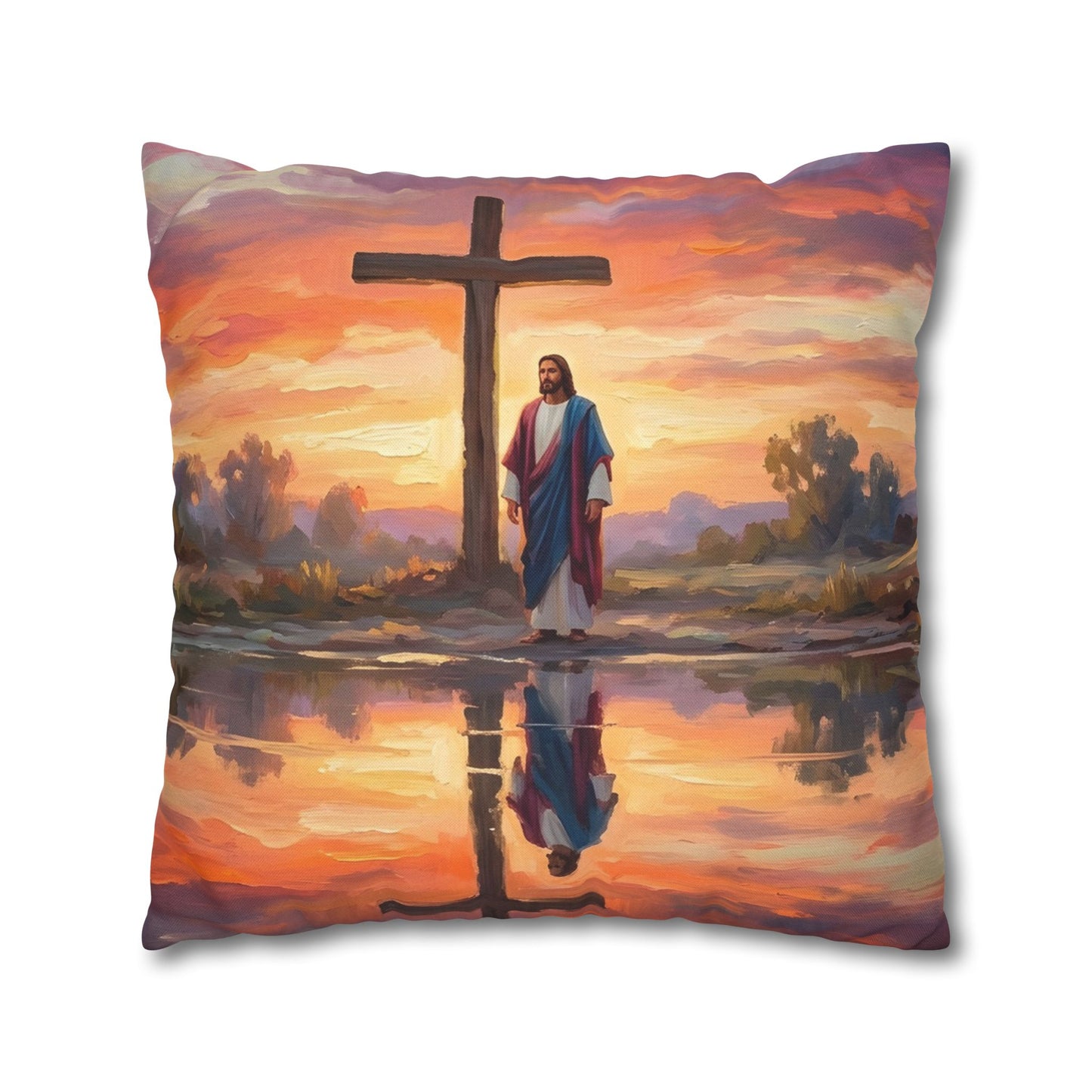 “Living Water - Cross Reflected at Dawn” - Pillowcase