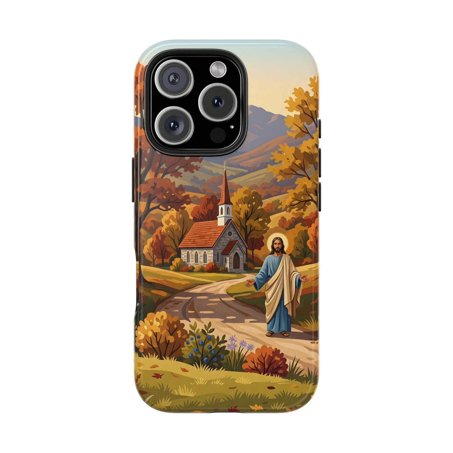 “Golden Harvest - Autumn Church in Tranquility” - Phone Case