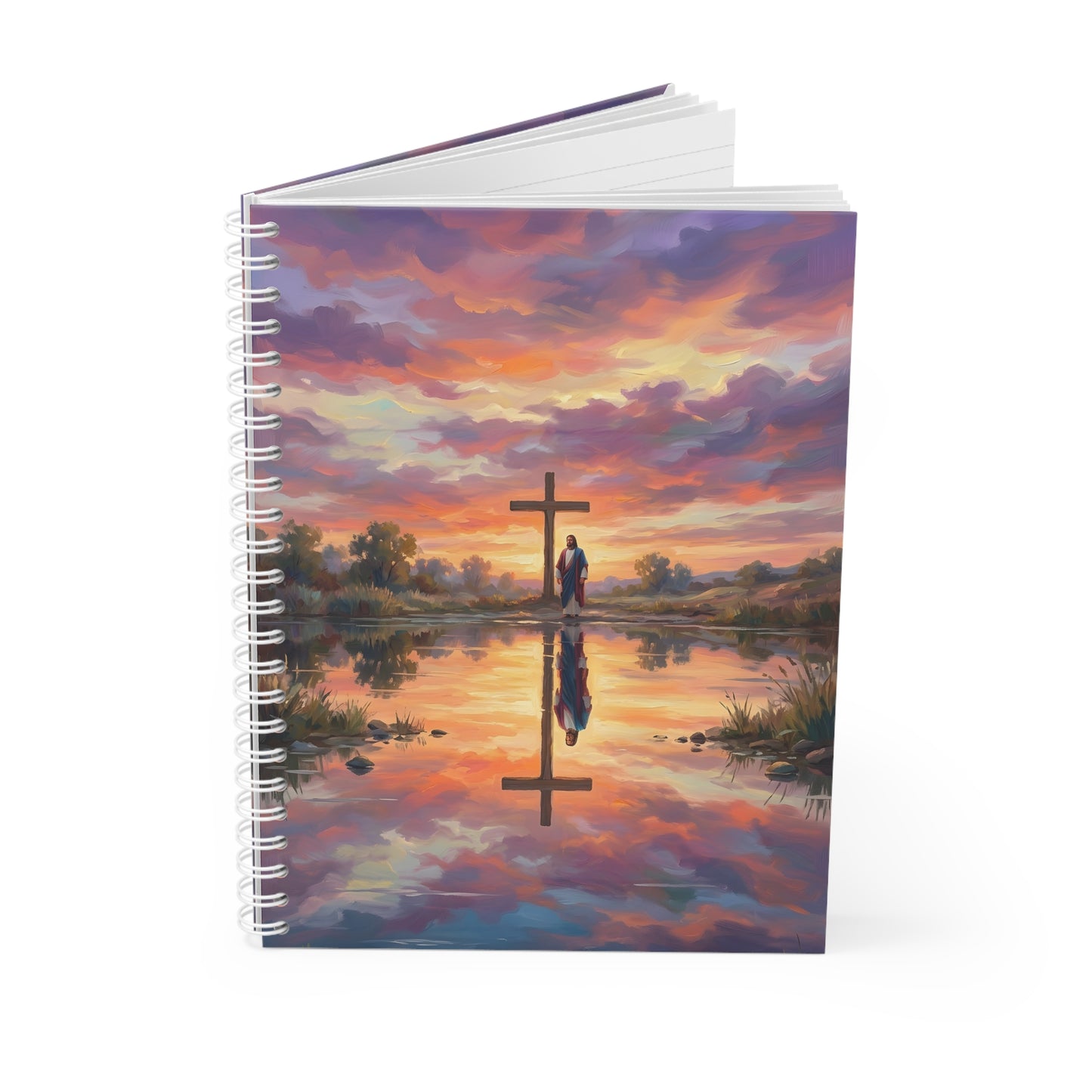 “Living Water - Cross Reflected at Dawn” - Spiral Notebook