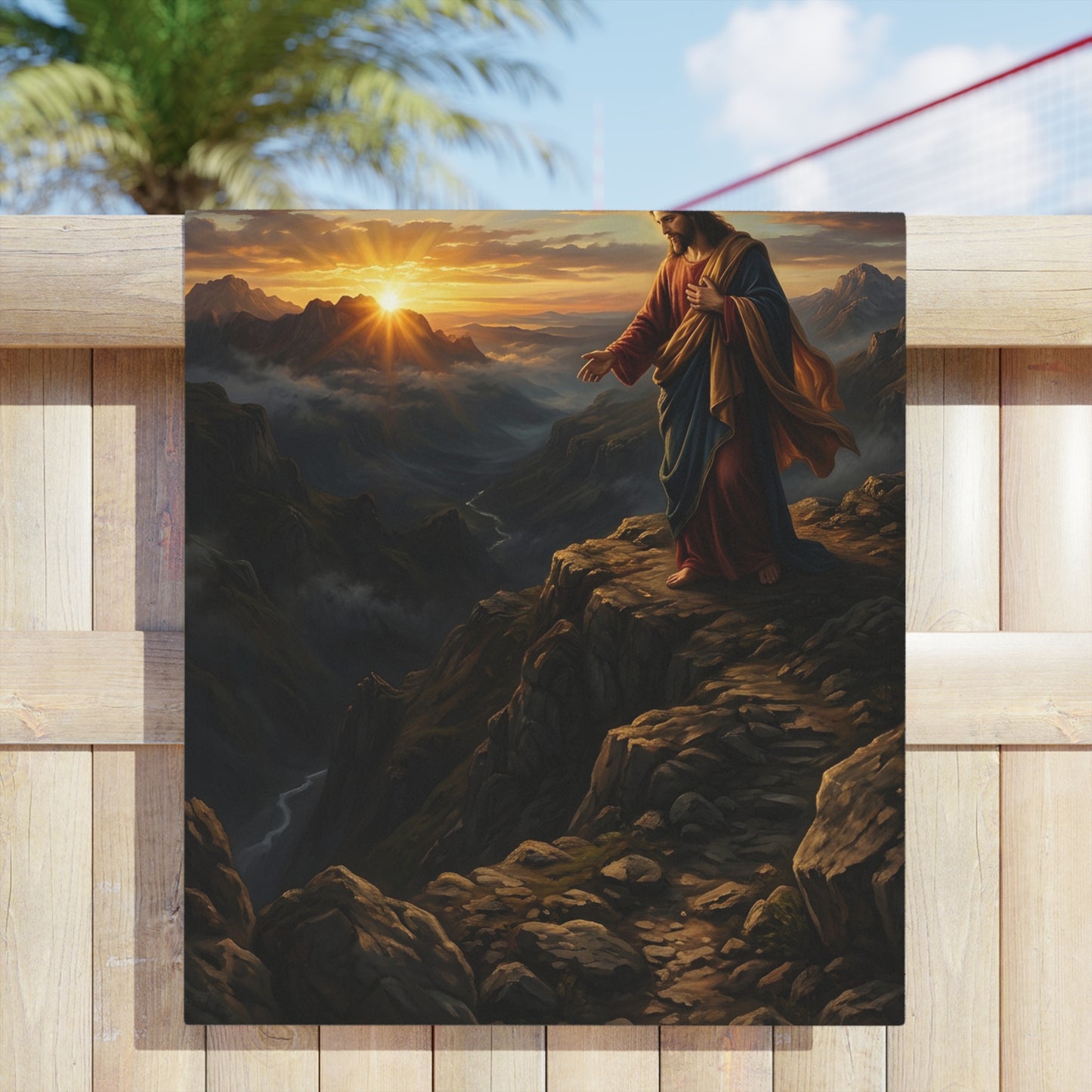 “Joy Comes in the Morning - Sunrise Over Dark Valley” - Beach Towel
