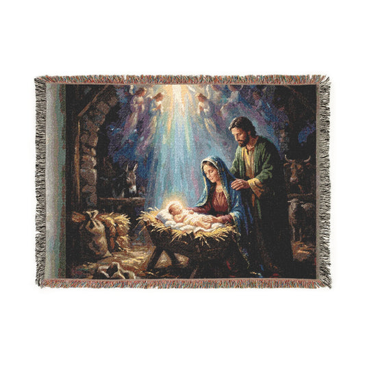 “Prince of Peace - Holy Family in Bethlehem” - Woven Blanket