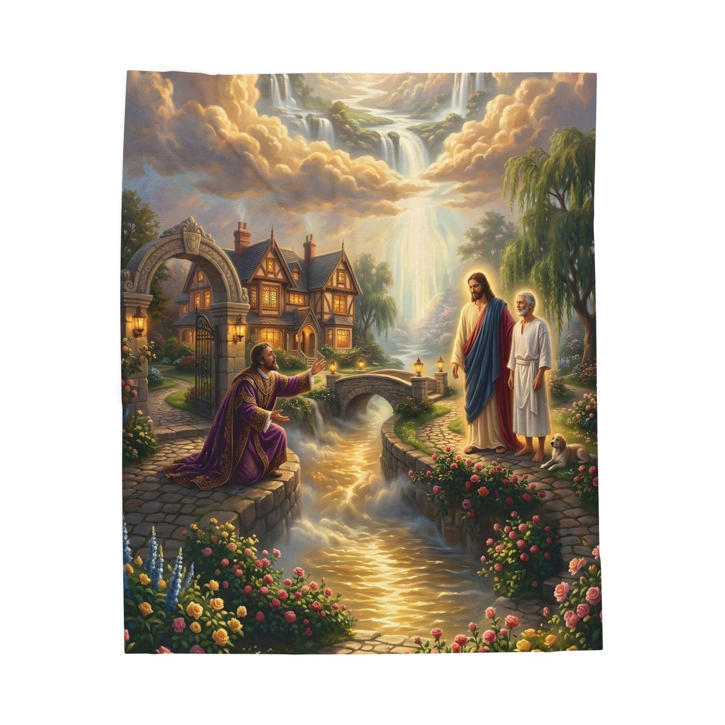 “The Great Reversal - Lazarus at the Rich Man’s Gate” - Plush Blanket