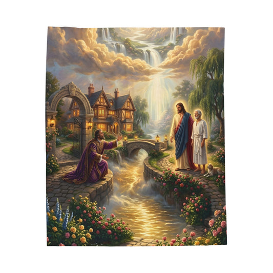 “The Great Reversal - Lazarus at the Rich Man’s Gate” - Plush Blanket
