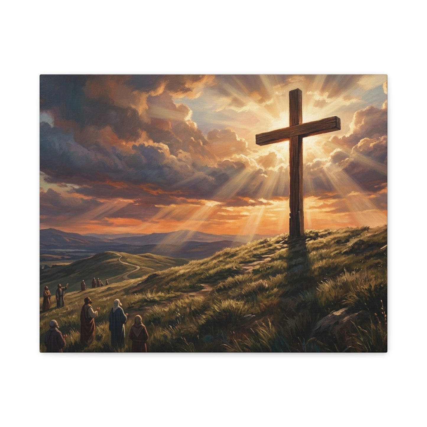 “The Old Rugged Cross - Sunset at Calvary” - Canvas Art