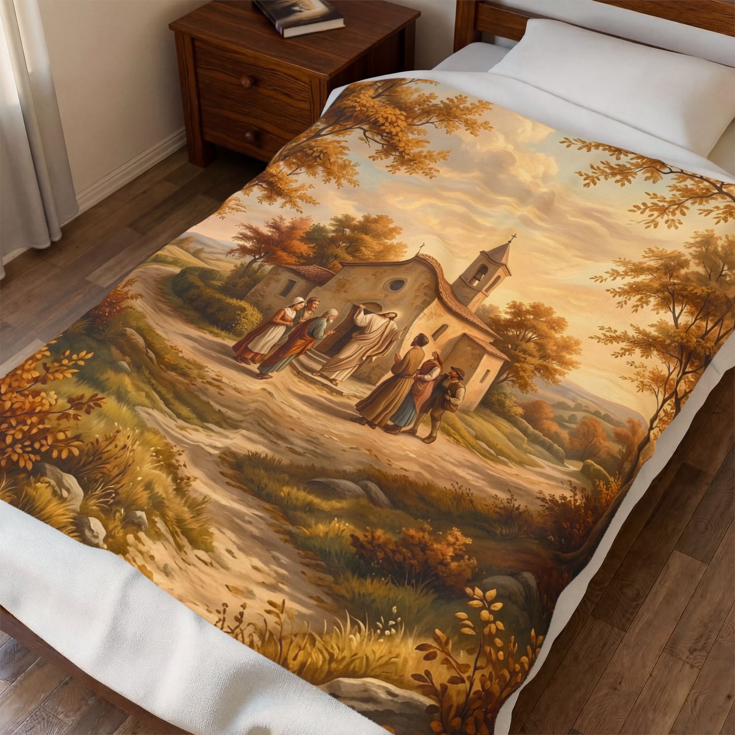 “Sanctuary in Serenity - Autumn's Golden Embrace” - Plush Blanket