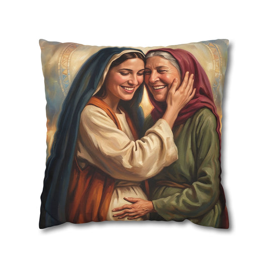 “Blessed Among Women - Mary and Elizabeth Embrace” - Pillowcase