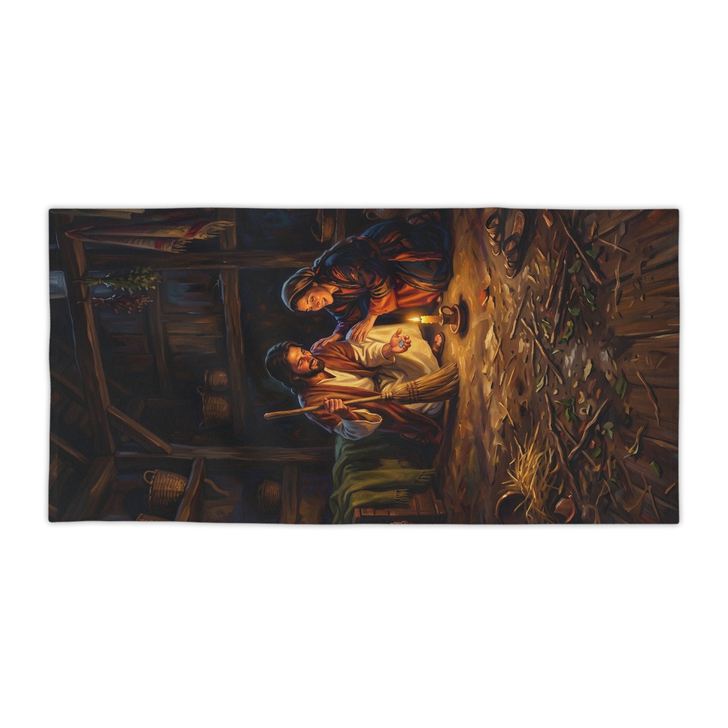 “Lost and Found - The Sweeping Woman of Luke 15” - Beach Towel