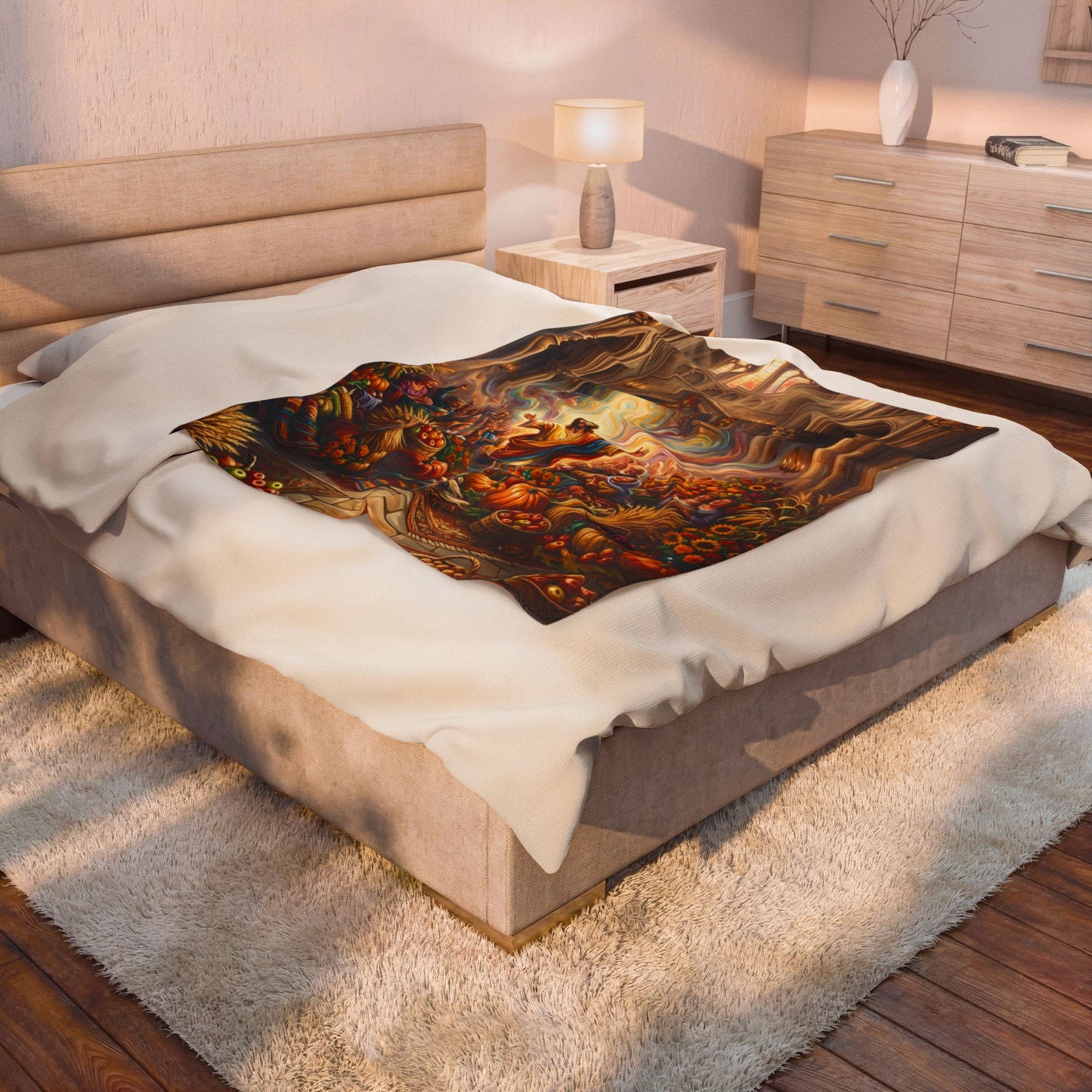 “Bountiful Blessings - A Harvest of Thanksgiving” - Plush Blanket