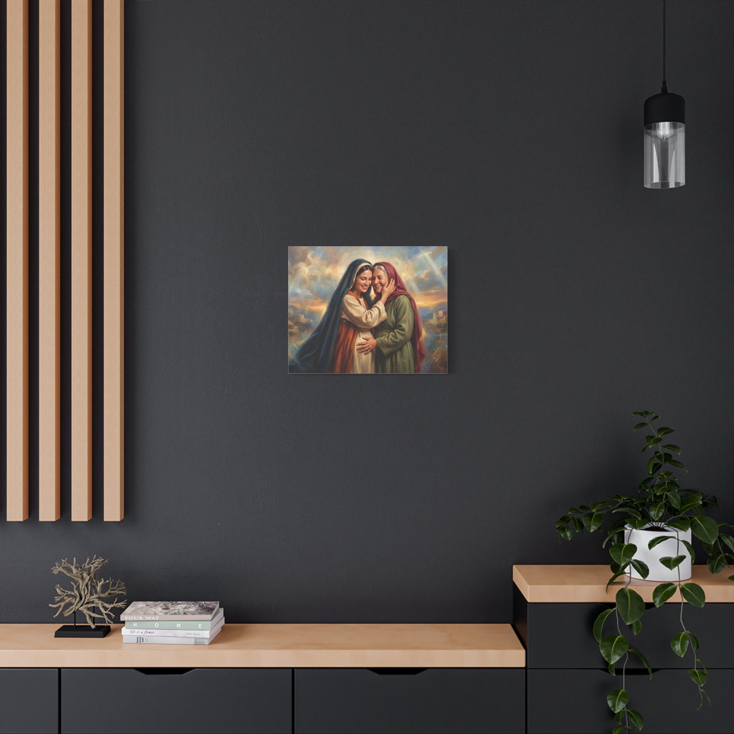 “Blessed Among Women - Mary and Elizabeth Embrace” - Canvas Art