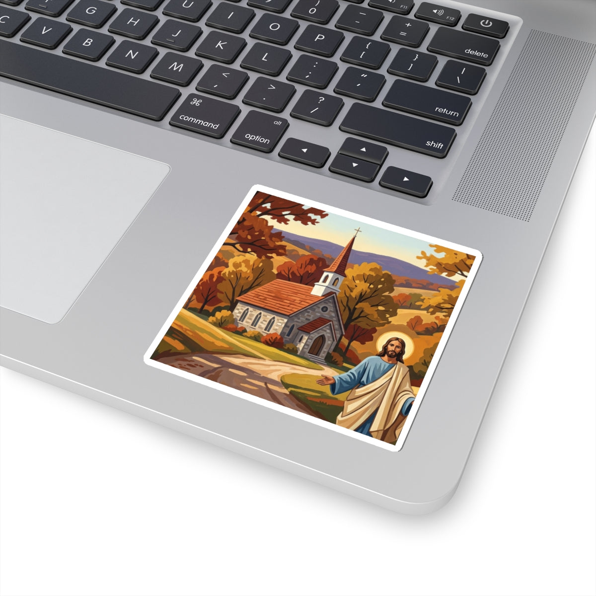 “Golden Harvest - Autumn Church in Tranquility” - Sticker
