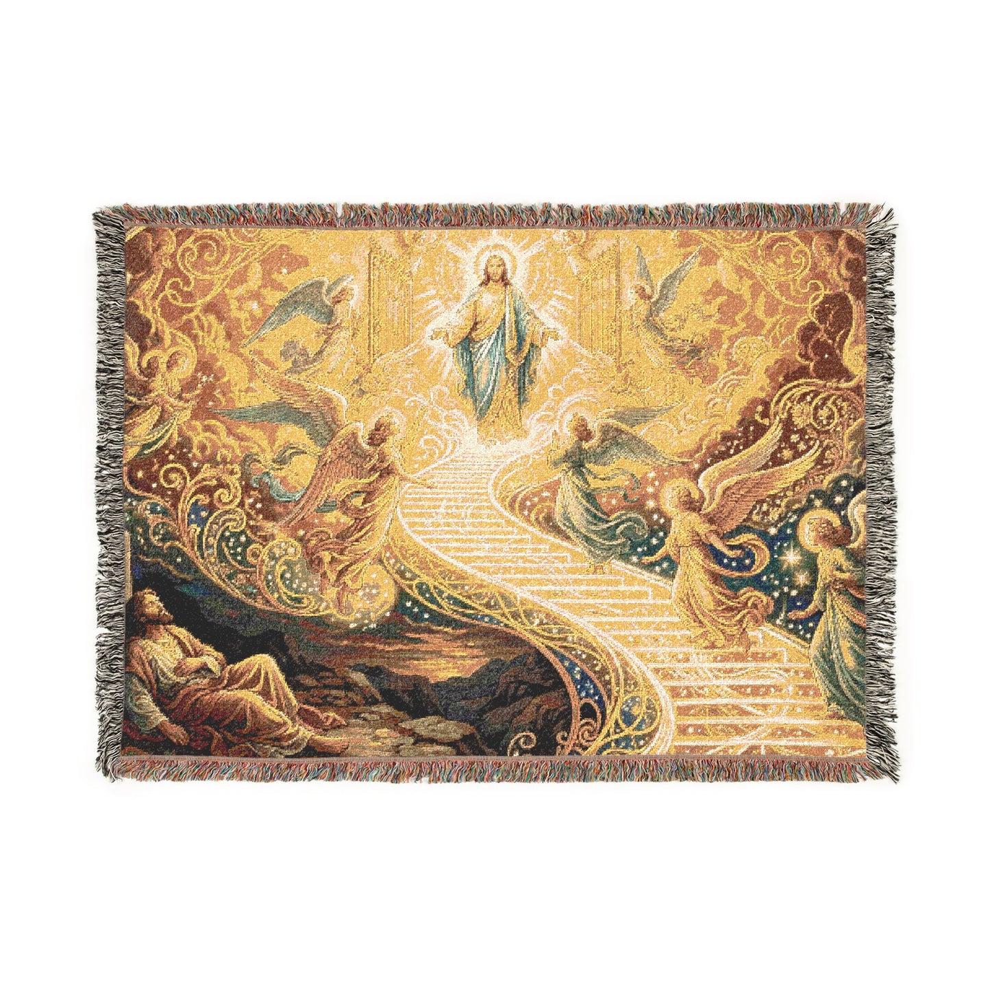 “Jacob's Ladder - Angels Ascending and Descending” - Woven Blanket