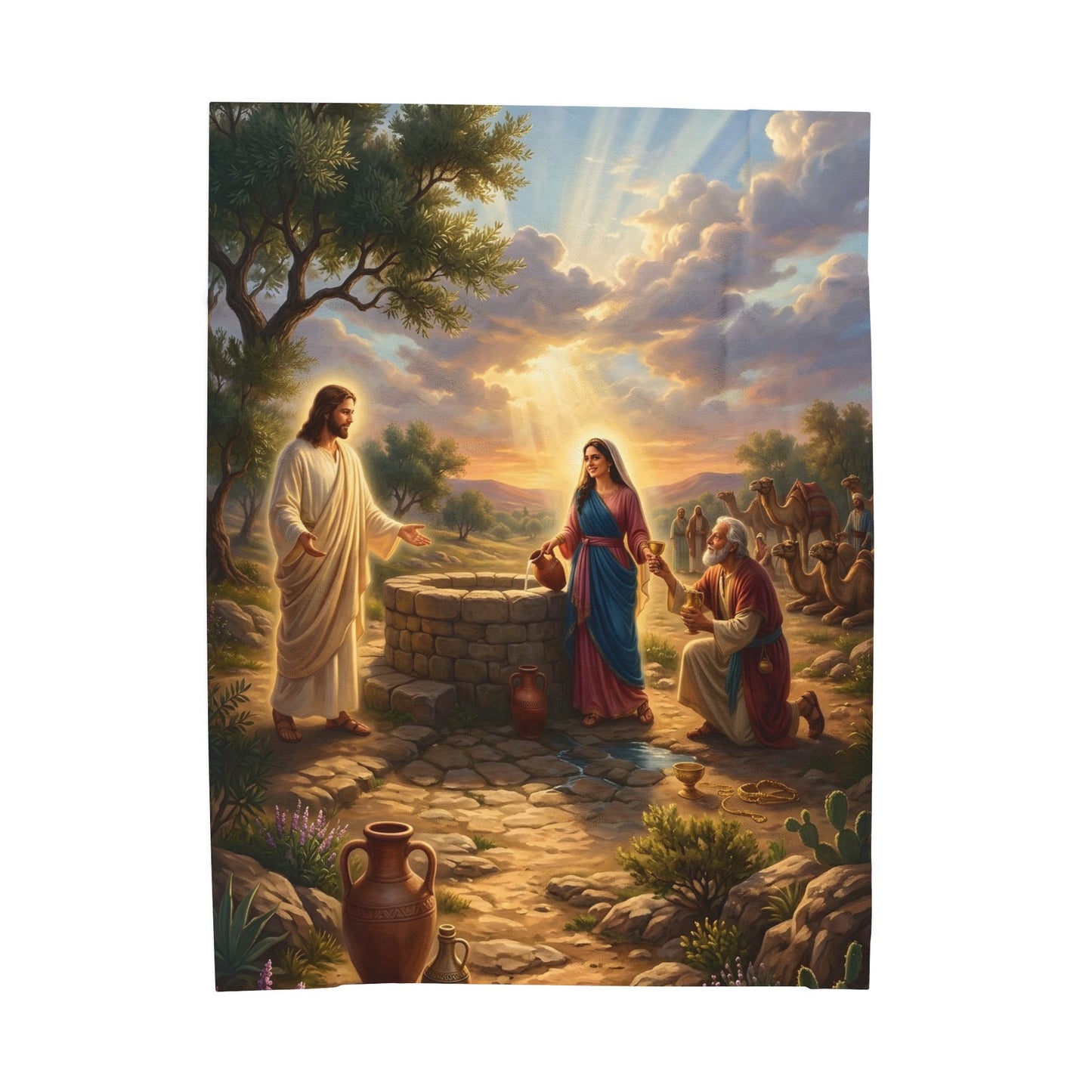 “Providence Unveiled - Rebekah at the Well” - Plush Blanket