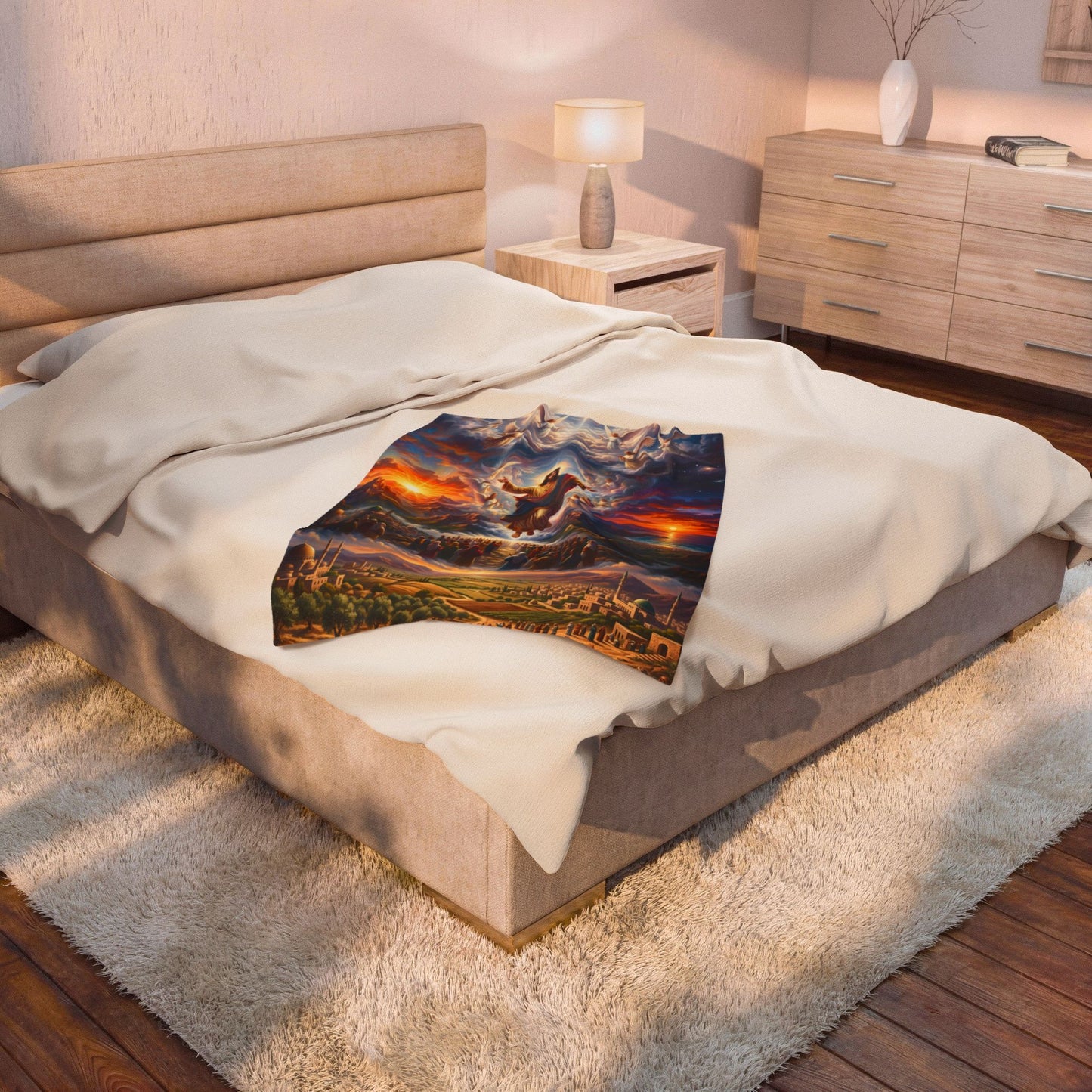 “From Sunrise to Sunset - God Enthroned Above All Nations” - Plush Blanket