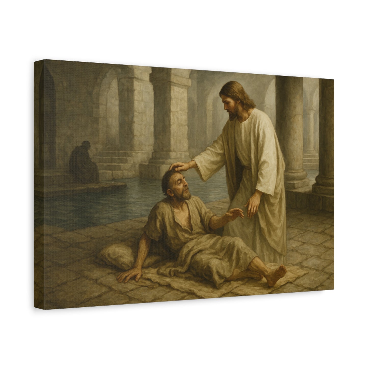 “Rise, Take Up Your Mat – Jesus Heals at the Pool of Bethesda” - Canvas Art