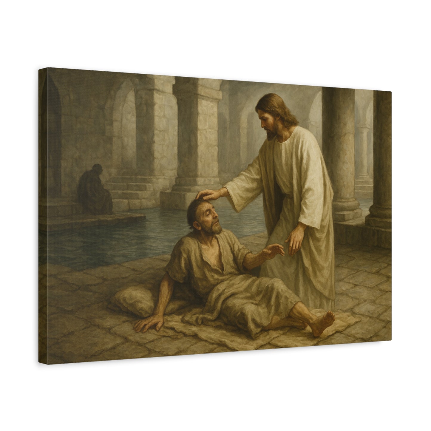 “Rise, Take Up Your Mat – Jesus Heals at the Pool of Bethesda” - Canvas Art