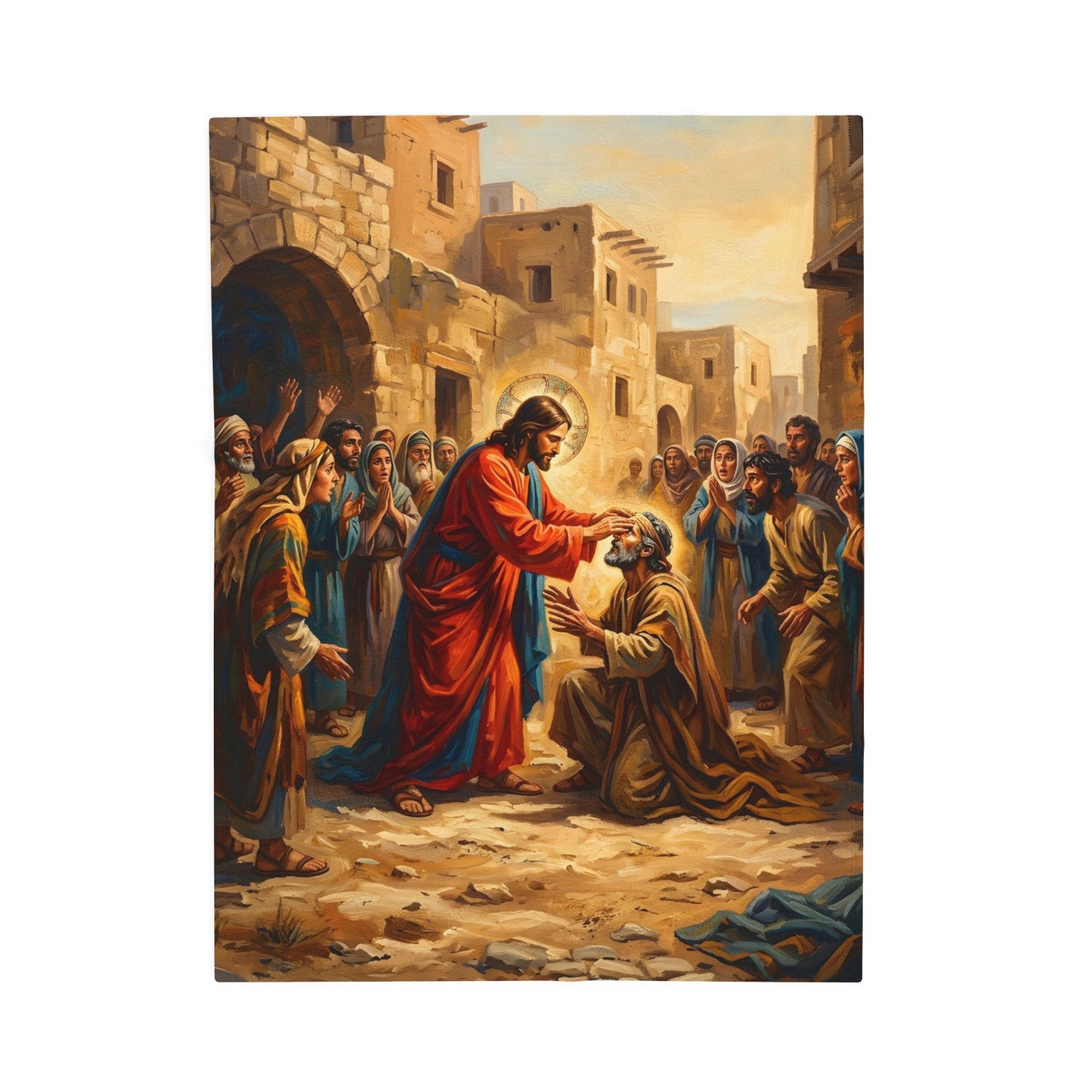 “He Opened My Eyes - Jesus Heals the Blind Man” - Plush Blanket