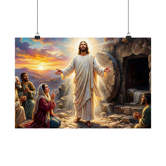 “He Is Risen - The Empty Tomb at Dawn” - Poster