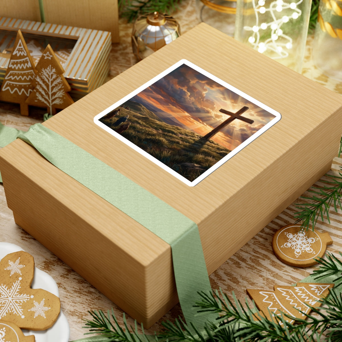 “The Old Rugged Cross - Sunset at Calvary” - Sticker