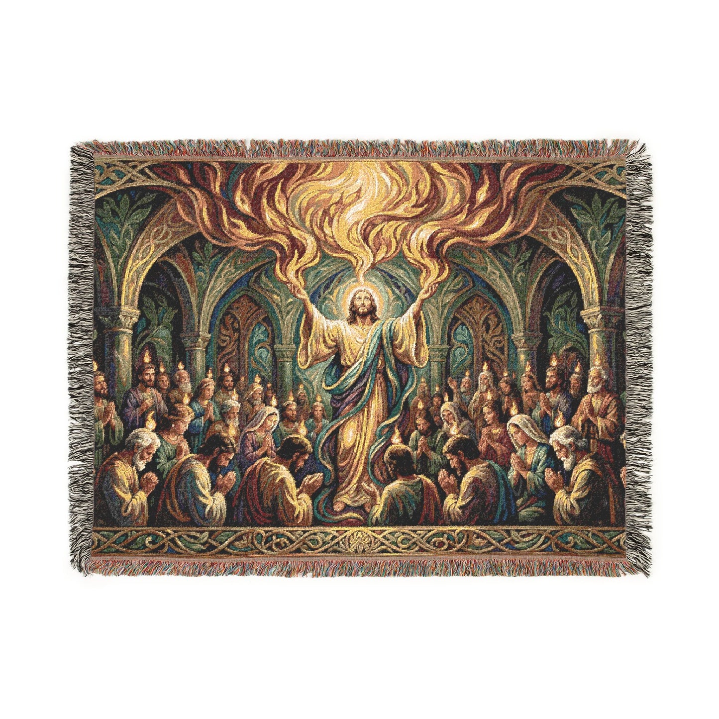 “Spirit Poured Out - Pentecost Flames Descending” - Woven Blanket