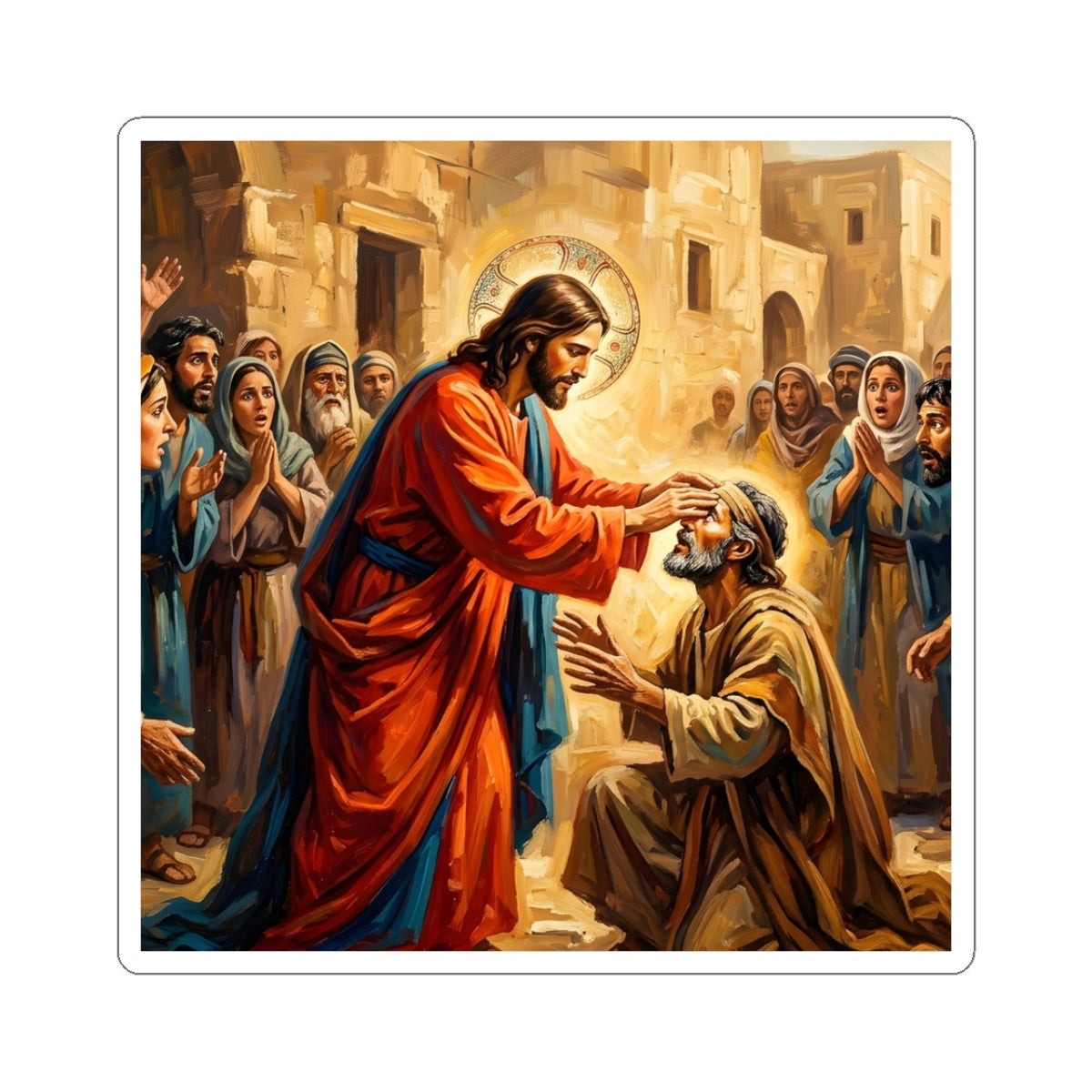 “He Opened My Eyes - Jesus Heals the Blind Man” - Sticker