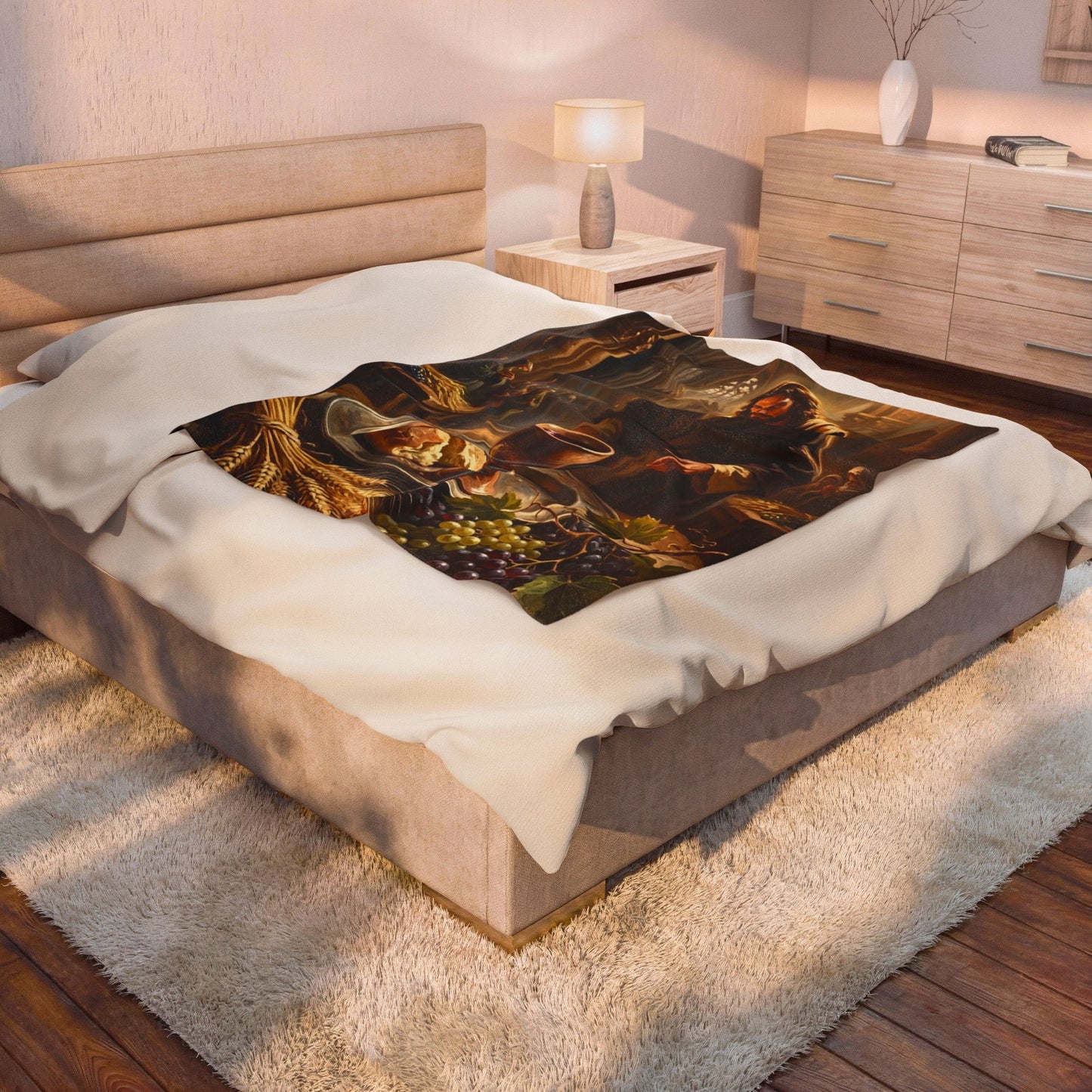 “The Harvest of Faith - Communion Still Life” - Plush Blanket