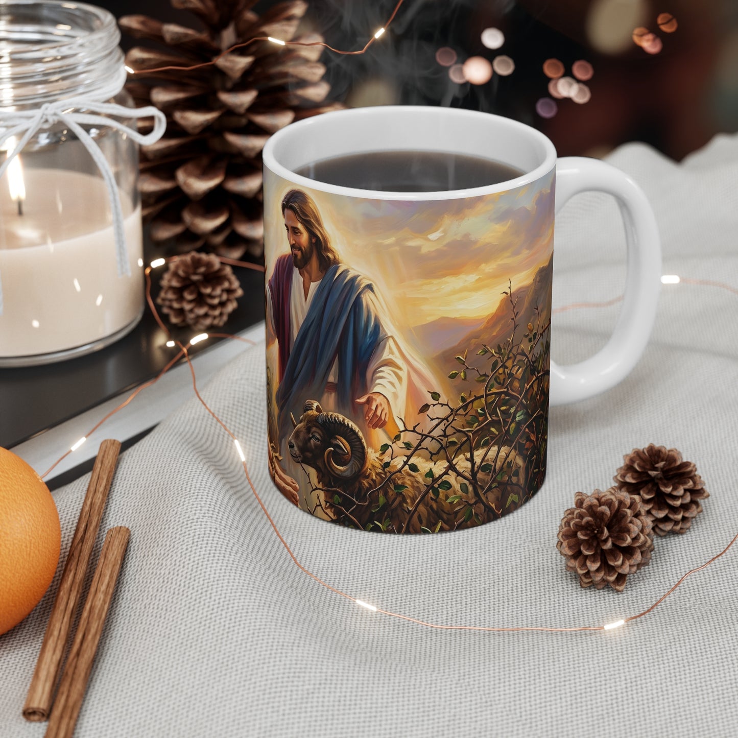 “The Lord Will Provide - Abraham and Isaac on Mount Moriah” - Coffee Mug