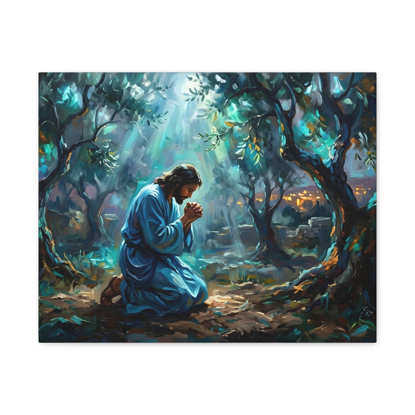 “Thy Will Be Done - Gethsemane Moonlight Prayer” - Canvas Art