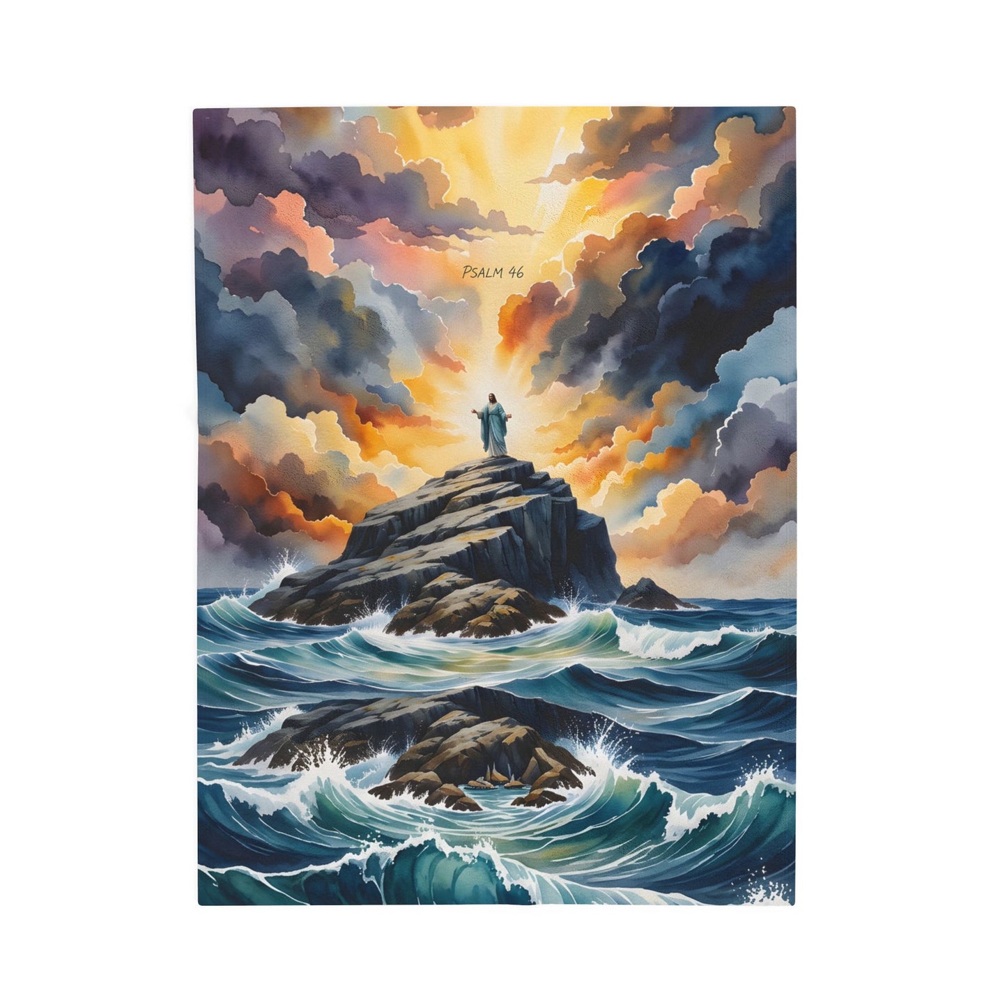 “My Refuge and Strength - Rock in the Storm” - Plush Blanket