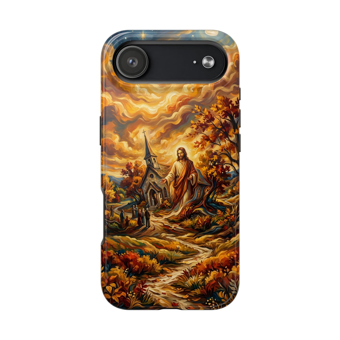 “Abide With Me - Autumn Church at Sunset” - Phone Case