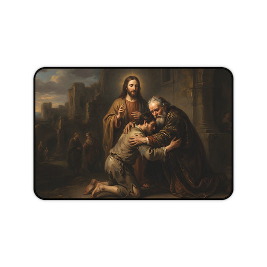 The prodigal son running toward his father - Desk Mat