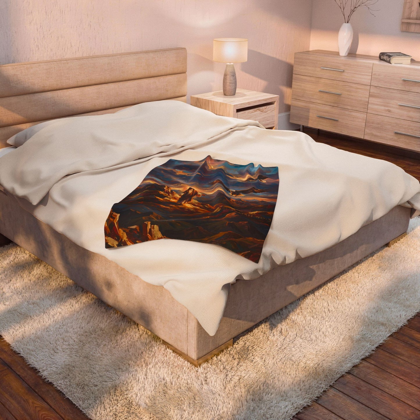 “Soaring Like Eagles - Hope in the Lord Over Mountain Peaks” - Plush Blanket