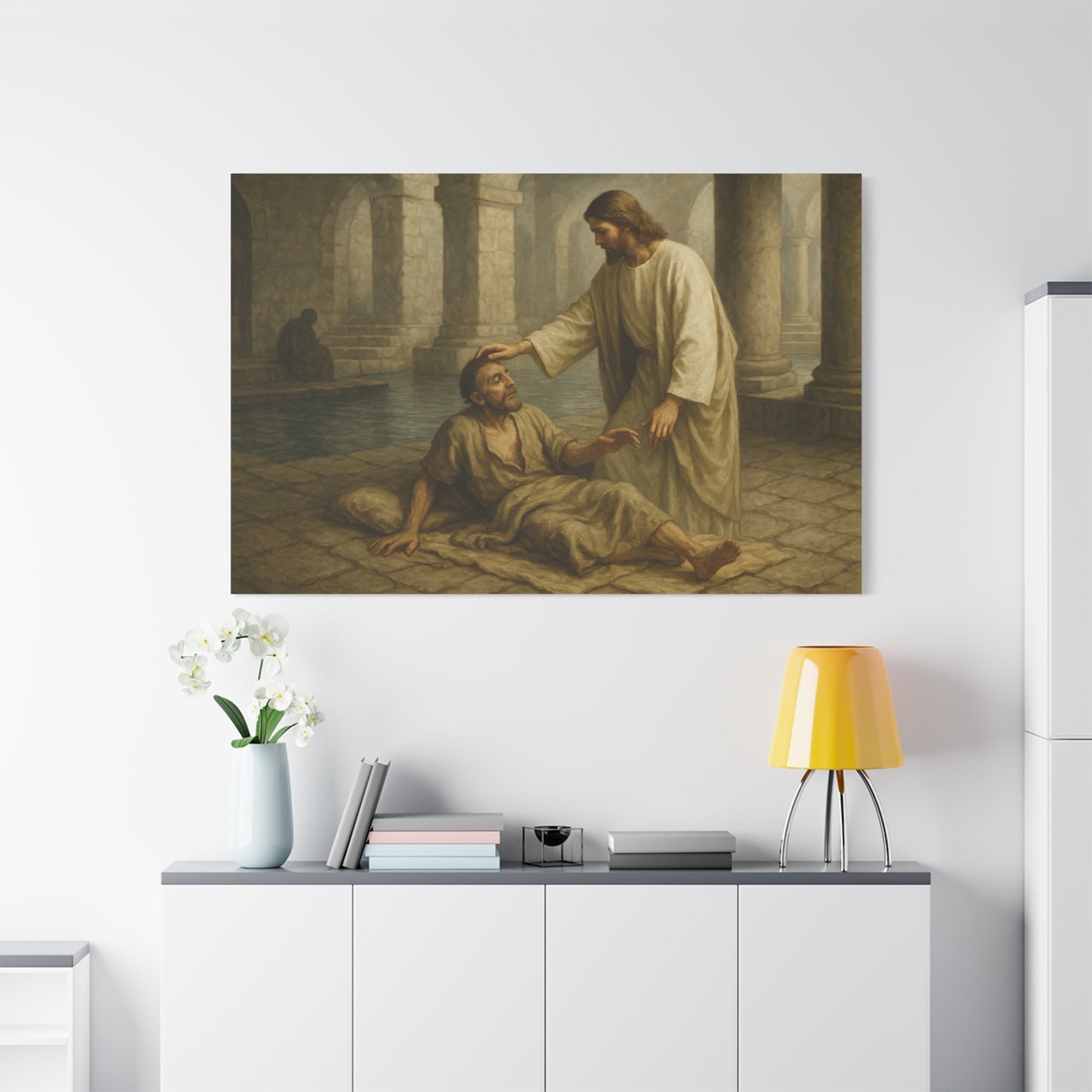 “Rise, Take Up Your Mat – Jesus Heals at the Pool of Bethesda” - Canvas Art
