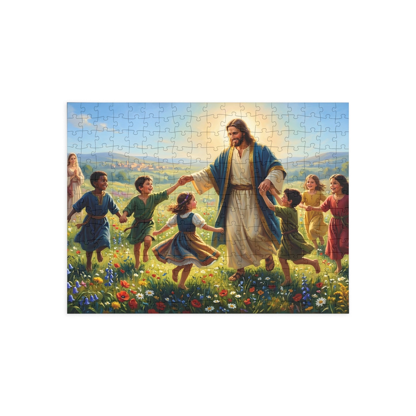 “Joy Overflowing - Children Dancing in the Meadow” - Jigsaw Puzzle