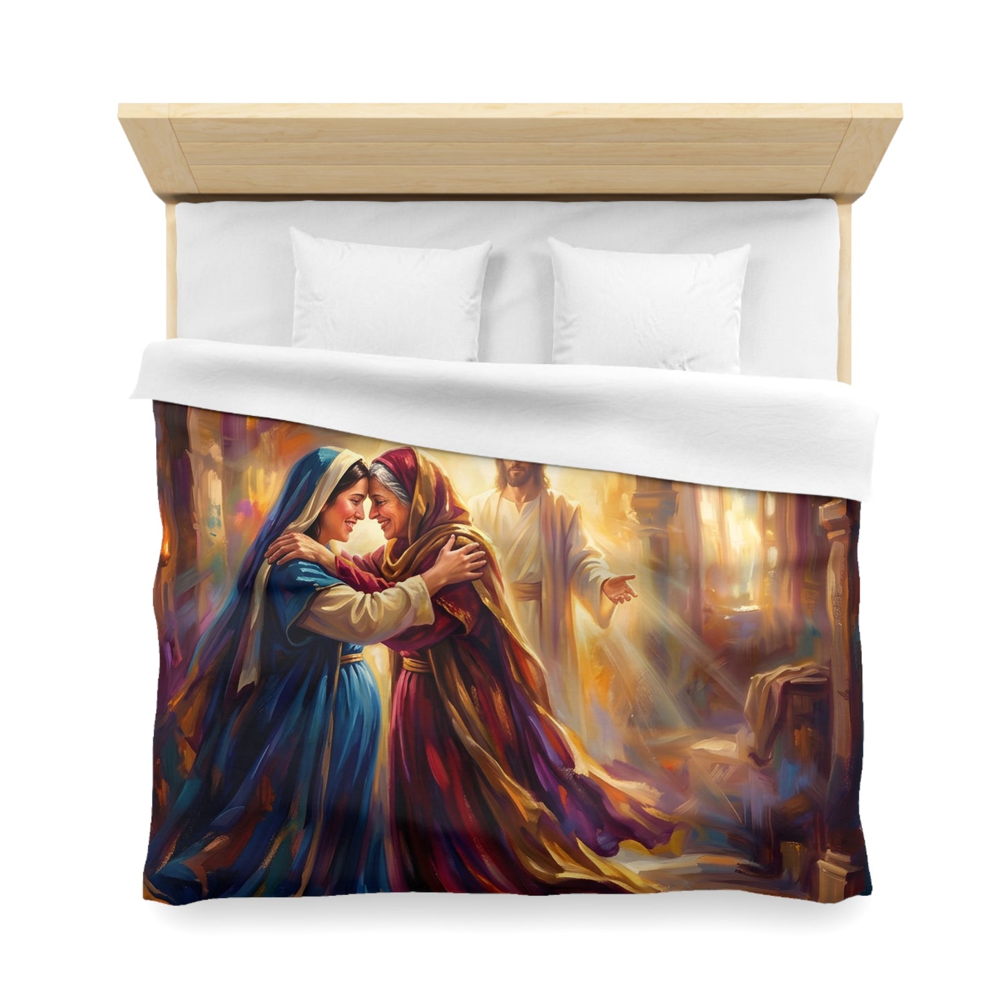 “Divine Embrace - Mary and Elizabeth's Joyful Meeting” - Duvet Cover