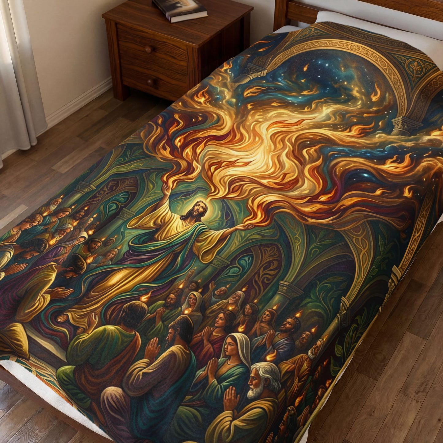 “Spirit Poured Out - Pentecost Flames Descending” - Plush Blanket