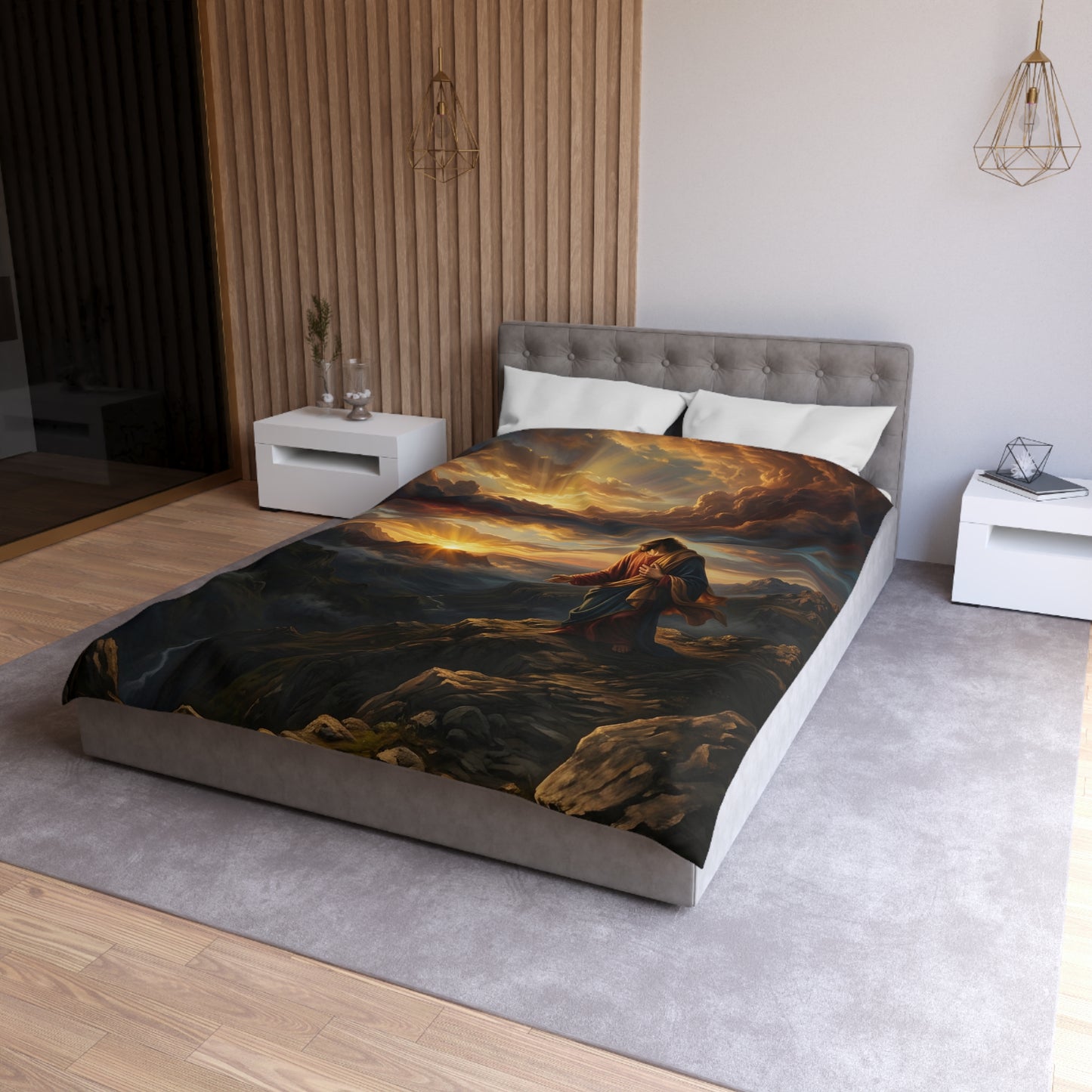 “Joy Comes in the Morning - Sunrise Over Dark Valley” - Duvet Cover