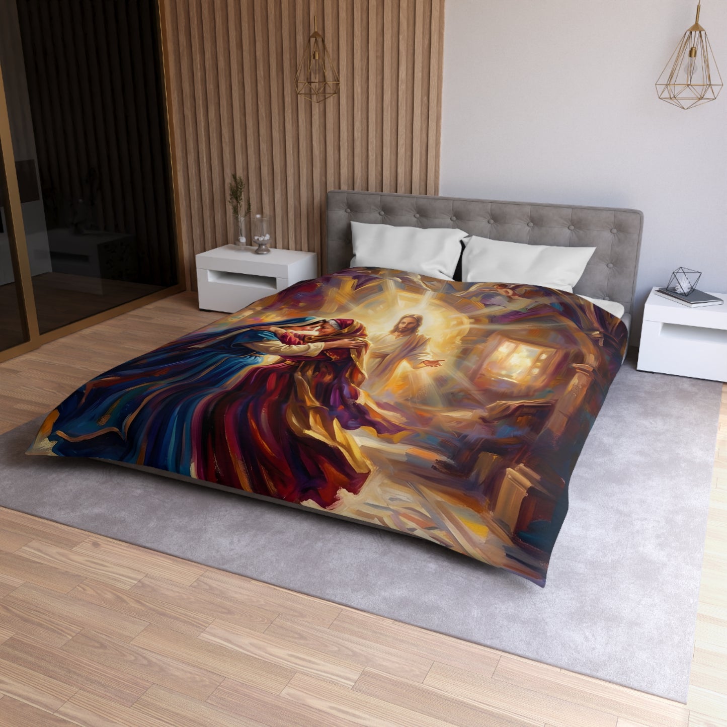“Divine Embrace - Mary and Elizabeth's Joyful Meeting” - Duvet Cover