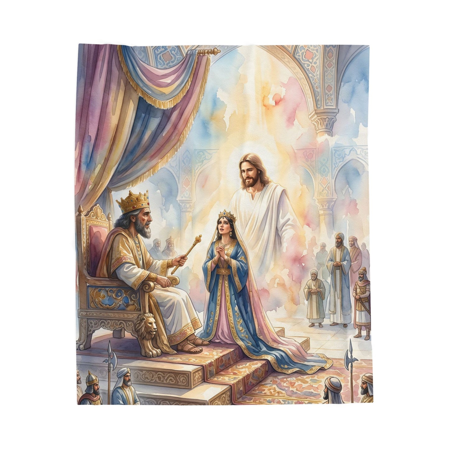 “For Such a Time - Esther Before Ahasuerus” - Plush Blanket