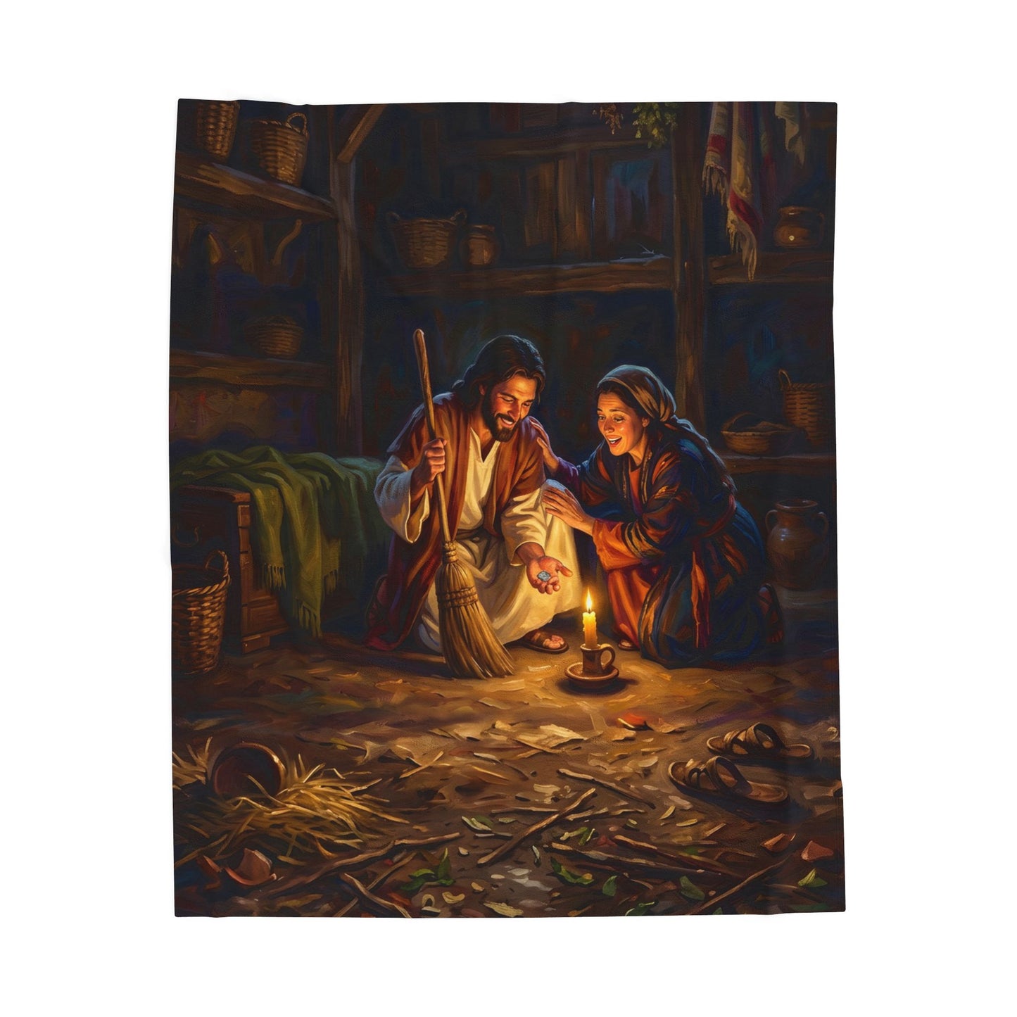 “Lost and Found - The Sweeping Woman of Luke 15” - Plush Blanket
