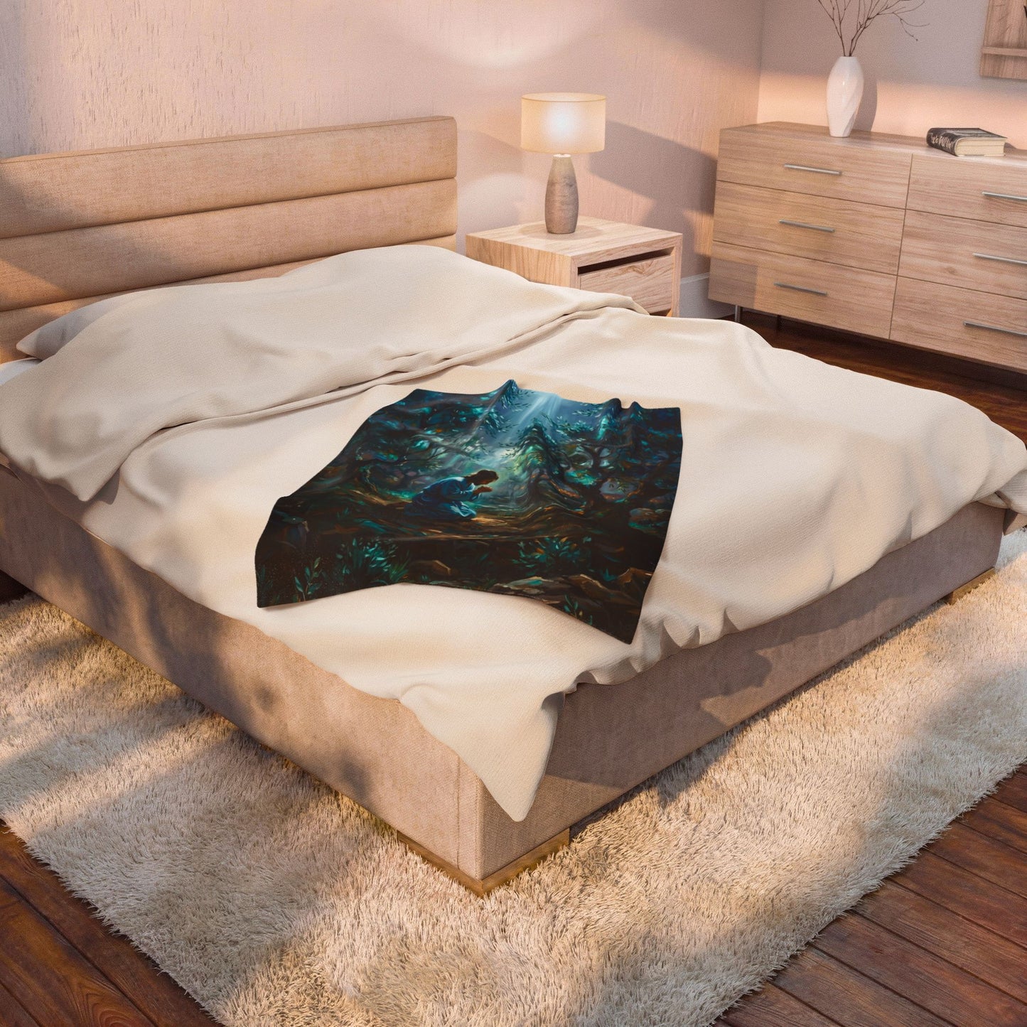 “Thy Will Be Done - Gethsemane Moonlight Prayer” - Plush Blanket